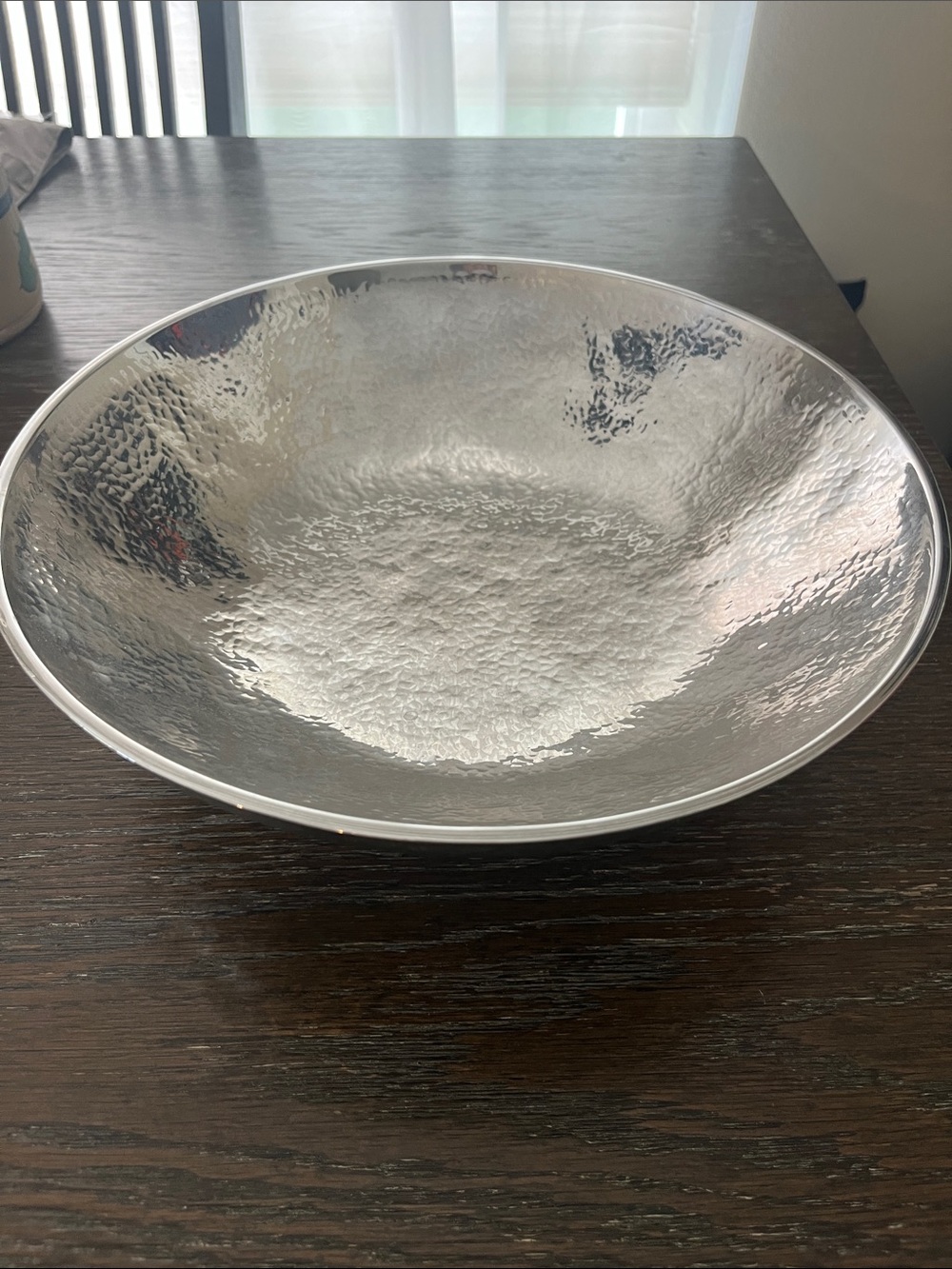 Beautiful Modern Hammered Metal Serving Bowl - Silver